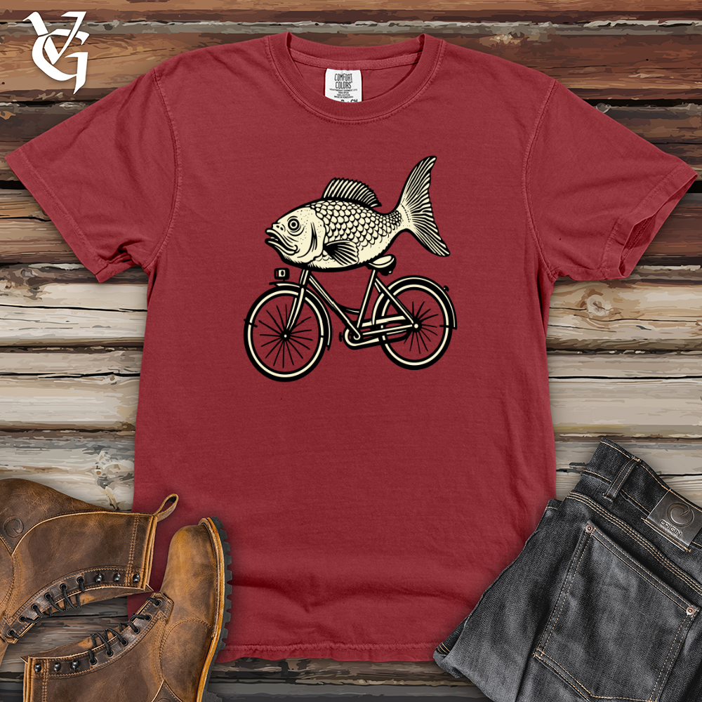 Viking Goods Retro Riding Fish Heavy Cotton Comfort Colors Tee Brick / L