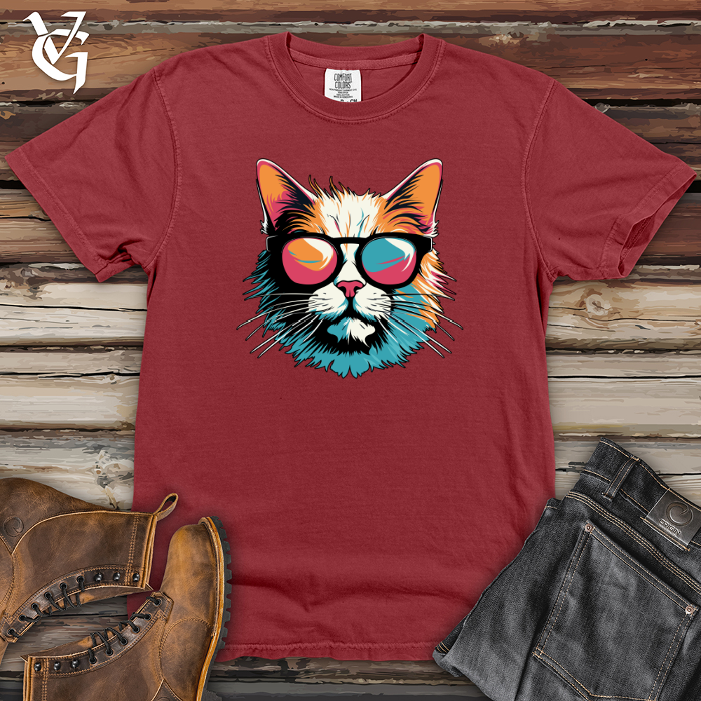 Viking Goods Retro Shades Cat  Heavy Cotton Comfort Colors Tee Brick / L