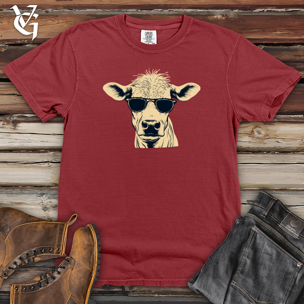 Viking Goods Retro Shades Cow 01 Heavy Cotton Comfort Colors Tee Brick / L