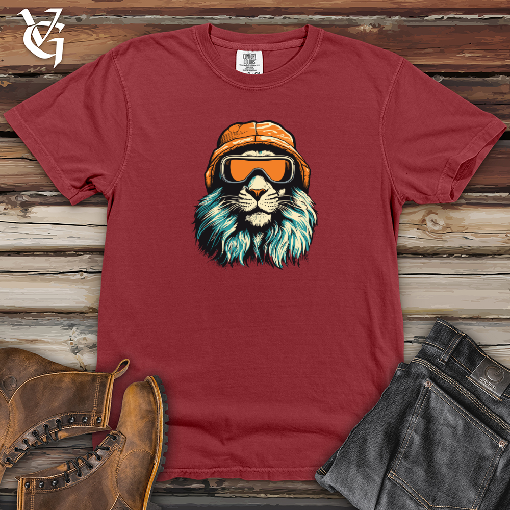 Viking Goods Retro Ski Mask Lion Heavy Cotton Comfort Colors Tee Brick / L