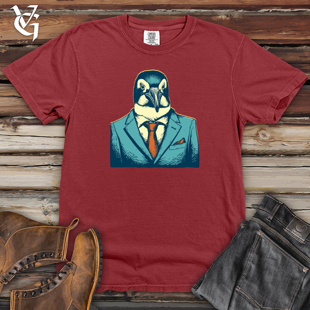 Viking Goods Retro Suited Penguin Heavy Cotton Comfort Colors Tee Brick / L