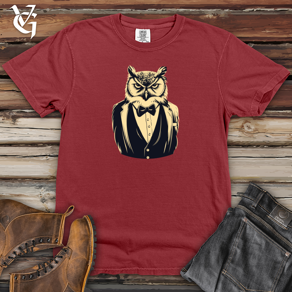 Viking Goods Retro Tuxedo Owl Heavy Cotton Comfort Colors Tee Brick / L