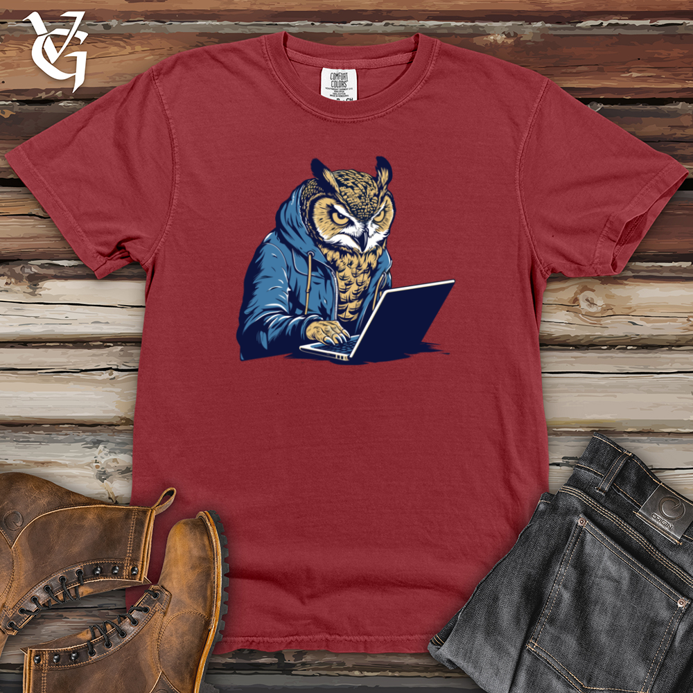 Viking Goods Retro Wise Tech Owl Heavy Cotton Comfort Colors Tee Brick / L