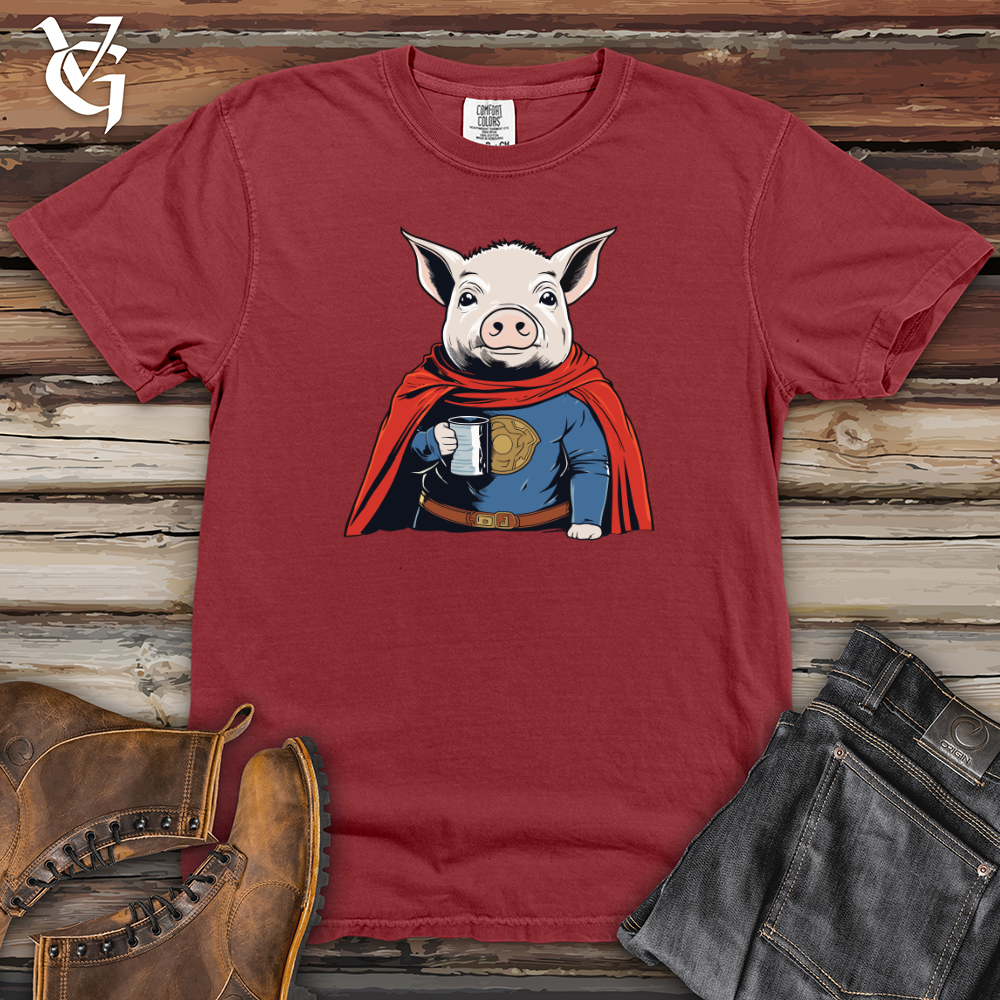 Viking Goods Super Hero Pig Heavy Cotton Comfort Colors Tee Brick / L