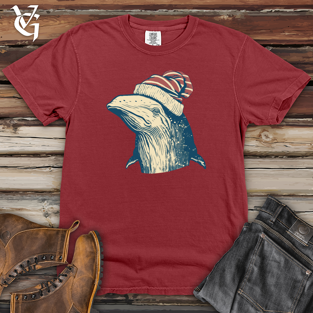 Viking Goods Vintage Pompom Snow Hat Whale Heavy Cotton Comfort Colors Tee Brick / L