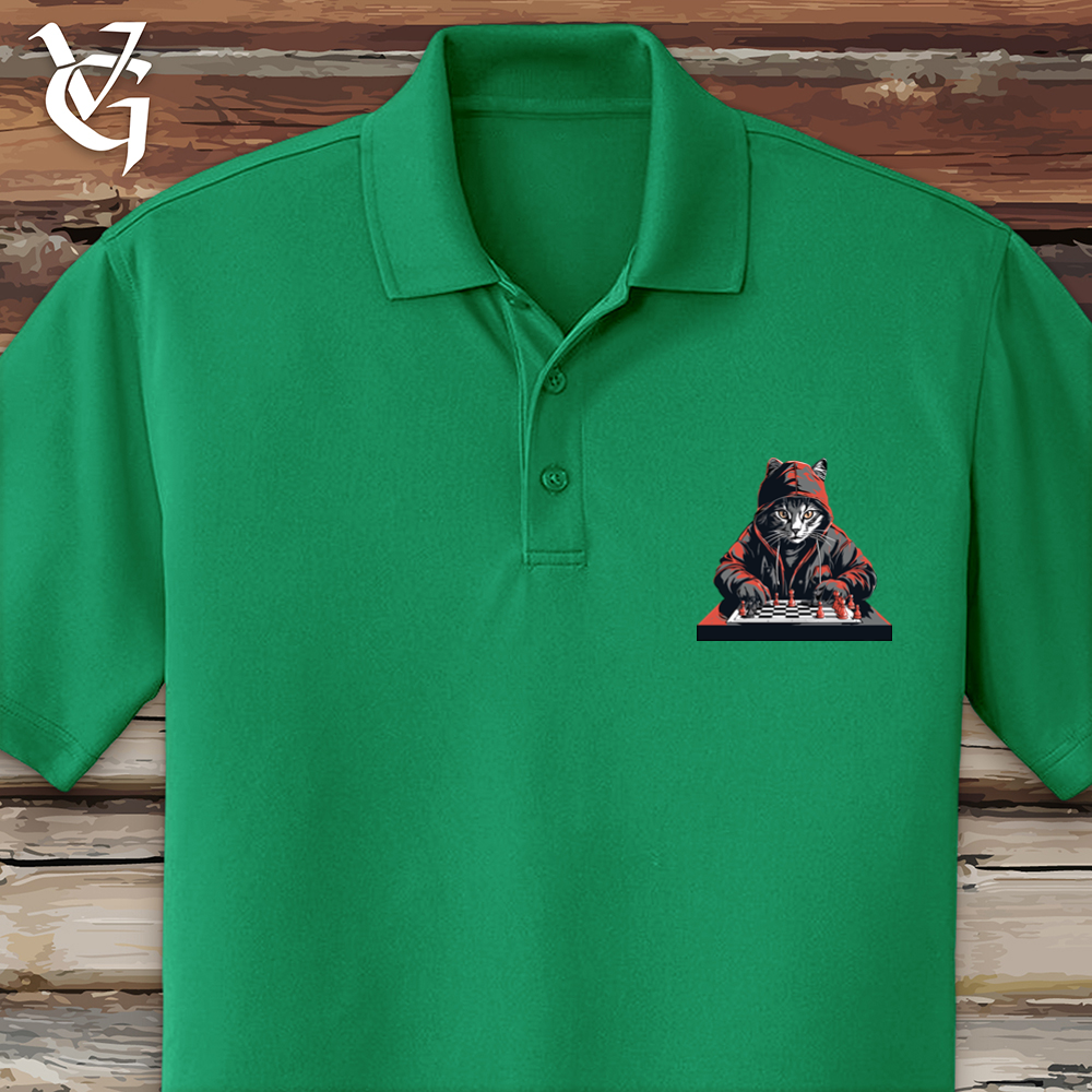 Viking Goods A Cat Playing Chess Polo Bright Kelly Green / L