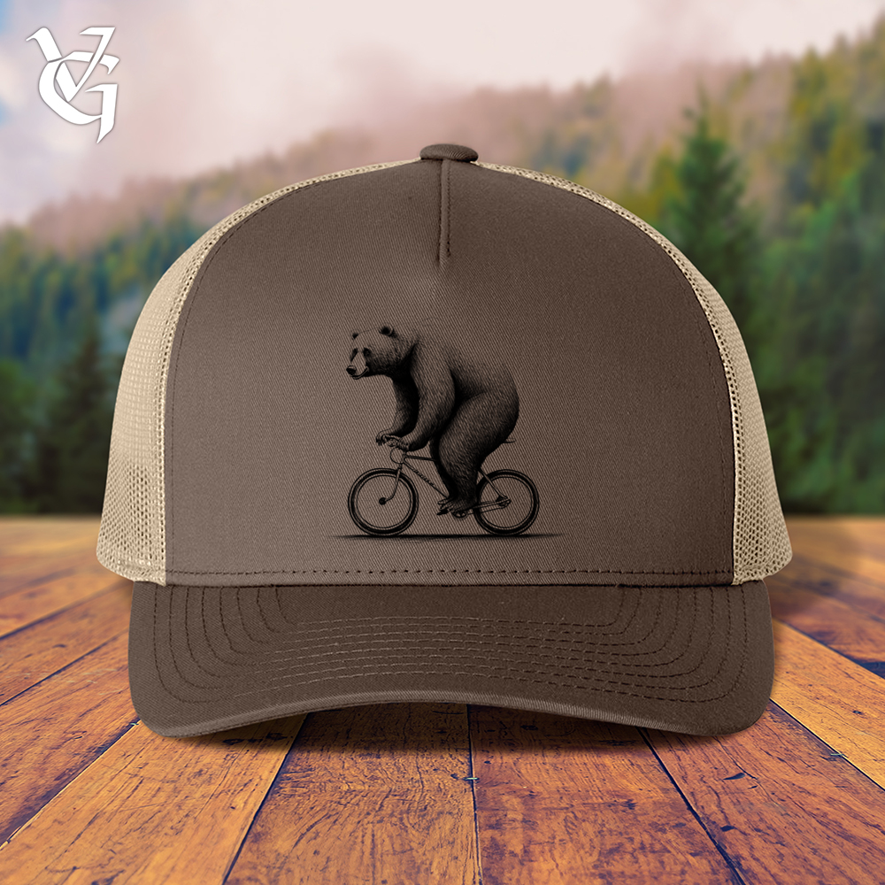 Viking Goods Bear Riding Bike Trucker Cap Brown/ Khaki