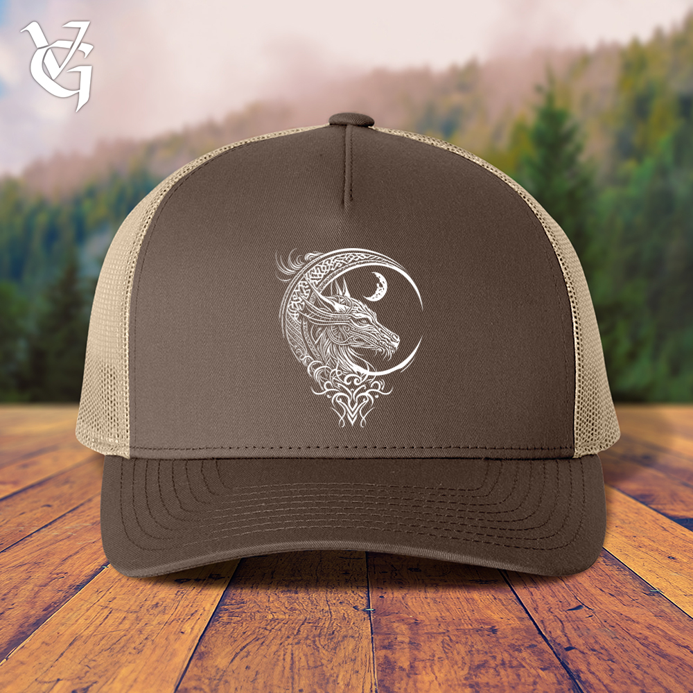 Viking Goods Celtic Dragon and Moon Trucker Cap Brown/ Khaki
