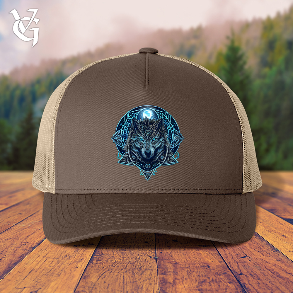 Viking Goods Celtic Fenrir Wolf Trucker Cap Brown/ Khaki