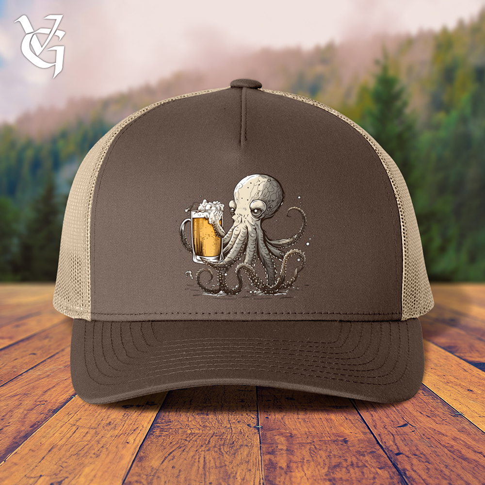 Viking Goods Octopus Happy Hour Trucker Cap Brown/ Khaki