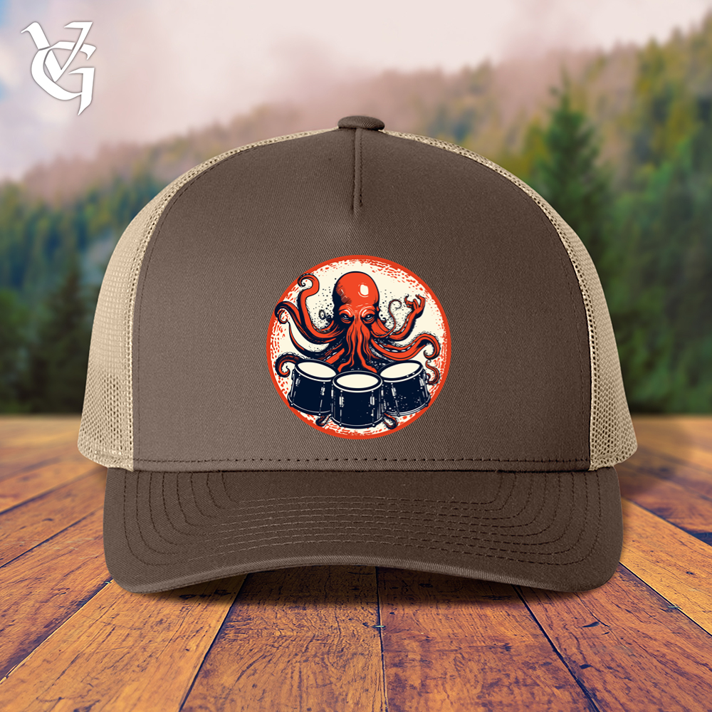 Viking Goods Octopus Playing Drums Trucker Cap Brown/ Khaki