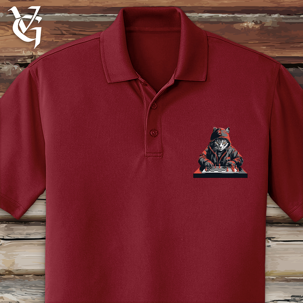 Viking Goods A Cat Playing Chess Polo Burgundy / L