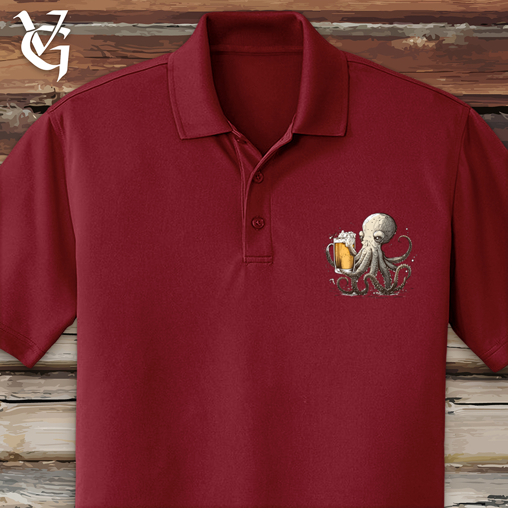 Viking Goods Octopus Happy Hour Polo Burgundy / L