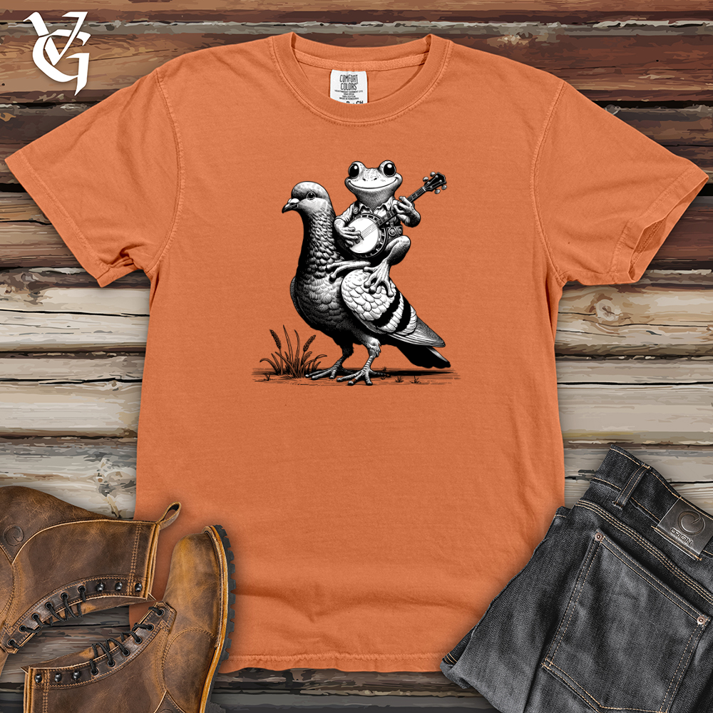 Viking Goods Banjo Frog On a Pigeon Heavy Cotton Comfort Colors Tee Burnt Orange / L
