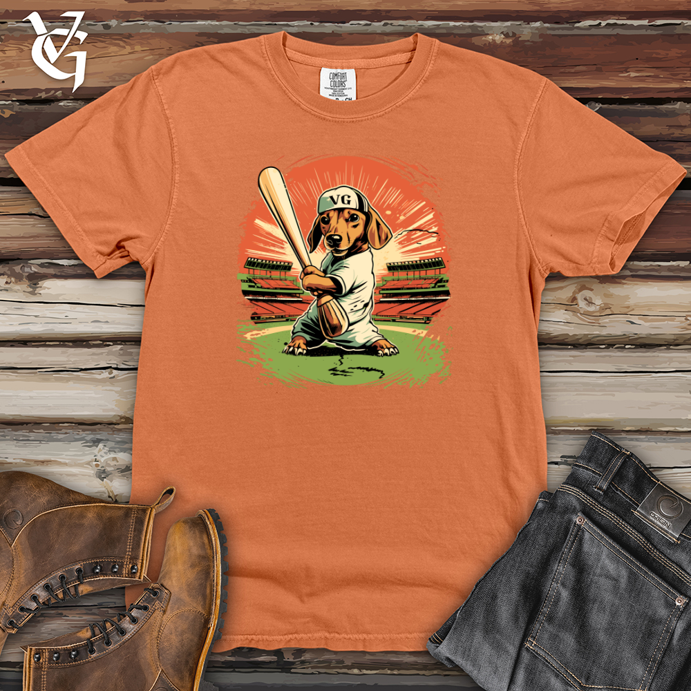 Viking Goods Dachshund Baseball Slugger Heavy Cotton Comfort Colors Tee Burnt Orange / L