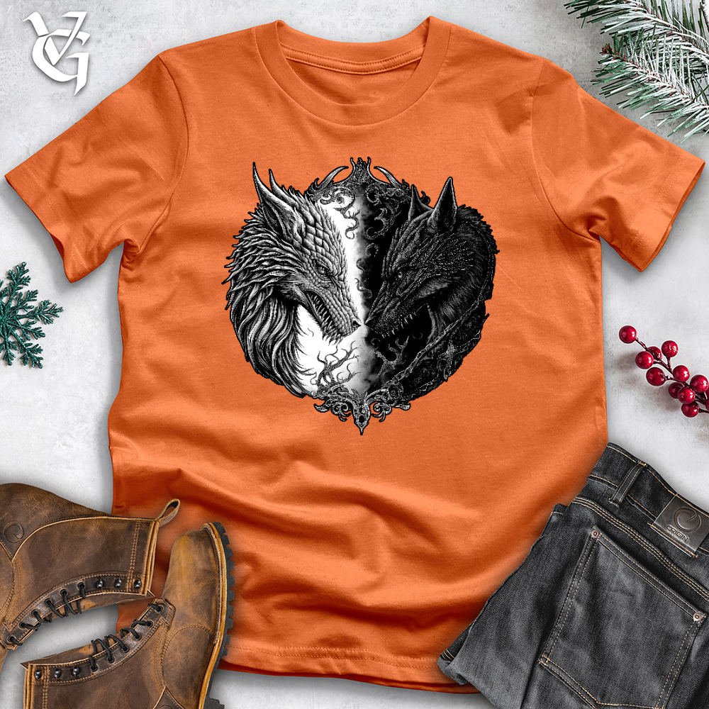 Viking Goods Dragon and Wolf Cotton Tee Burnt Orange / L
