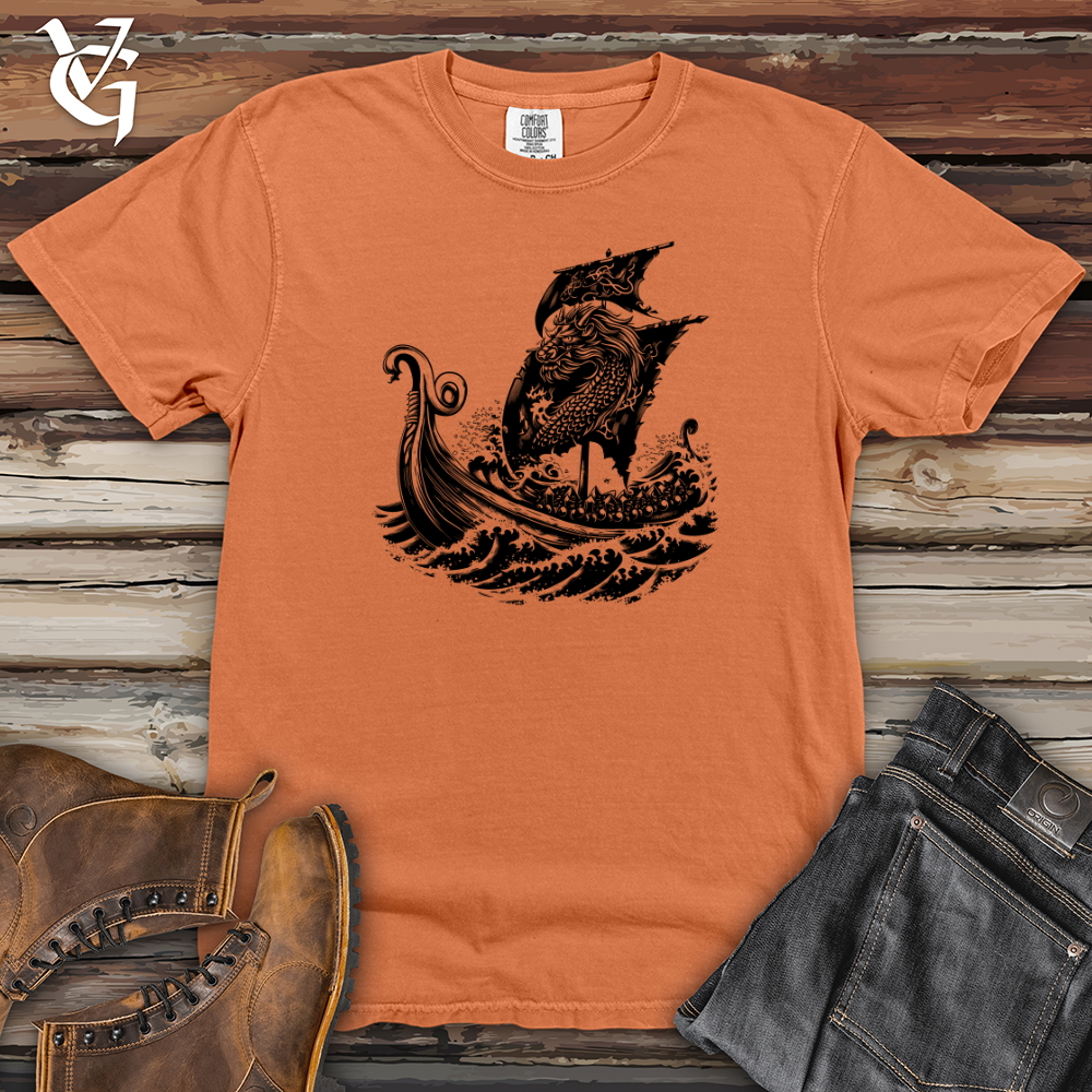 Viking Goods Dragon Ship Voyage Heavy Cotton Comfort Colors Tee Burnt Orange / L