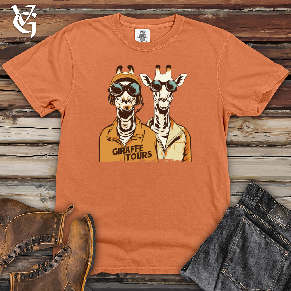 Viking Goods Giraffe Tours Pilots Heavy Cotton Comfort Colors Tee Burnt Orange / L
