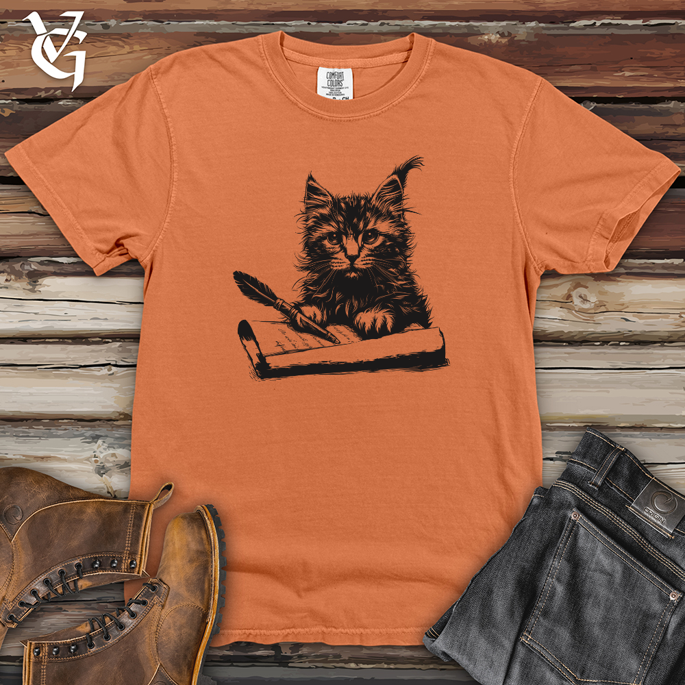 Viking Goods Kitten Poetic Scribe Heavy Cotton Comfort Colors Tee Burnt Orange / L