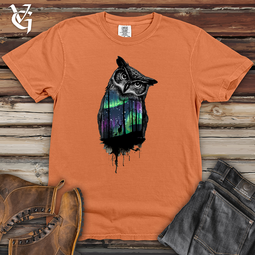 Viking Goods Northern Lights Owl Heavy Cotton Comfort Colors Tee Burnt Orange / L