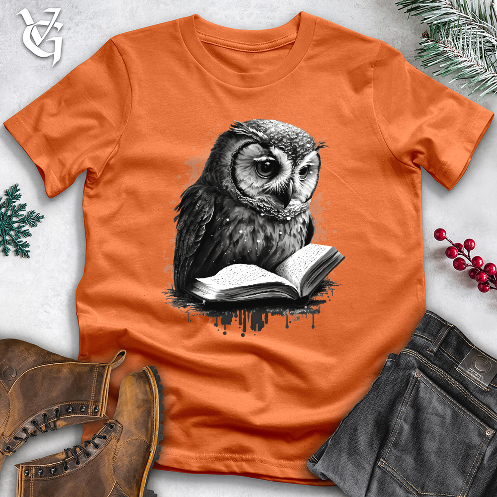 Viking Goods Owl Reading Book Cotton Tee Burnt Orange / L