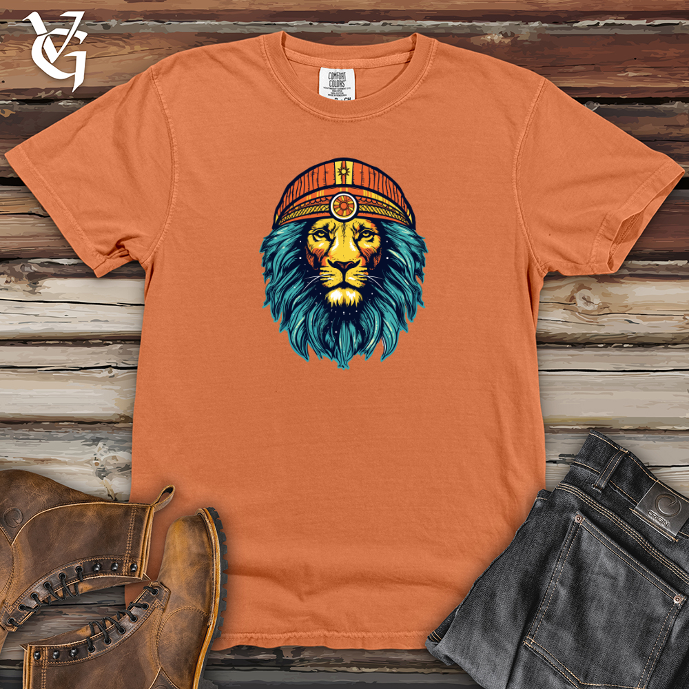 Viking Goods Retro Cosmic Beanie Lion Heavy Cotton Comfort Colors Tee Burnt Orange / L