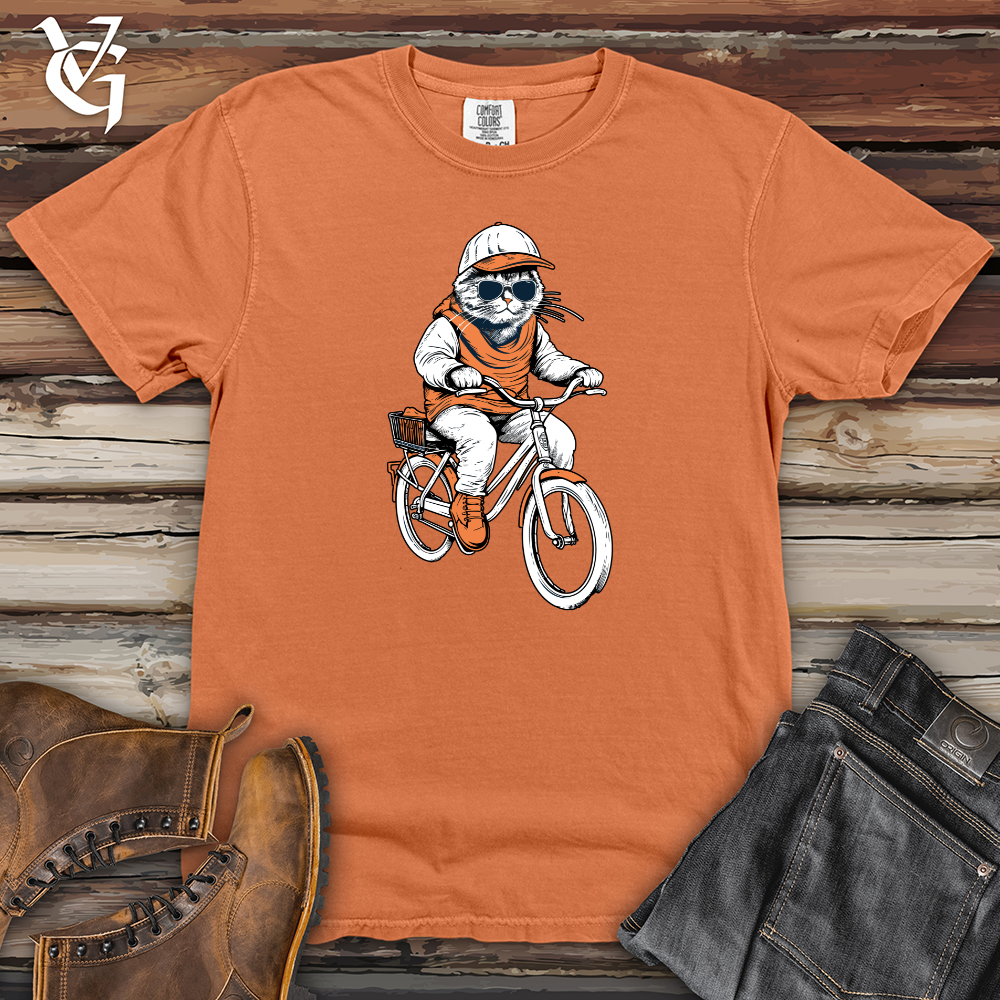 Viking Goods Retro Cycling Cat Heavy Cotton Comfort Colors Tee Burnt Orange / L