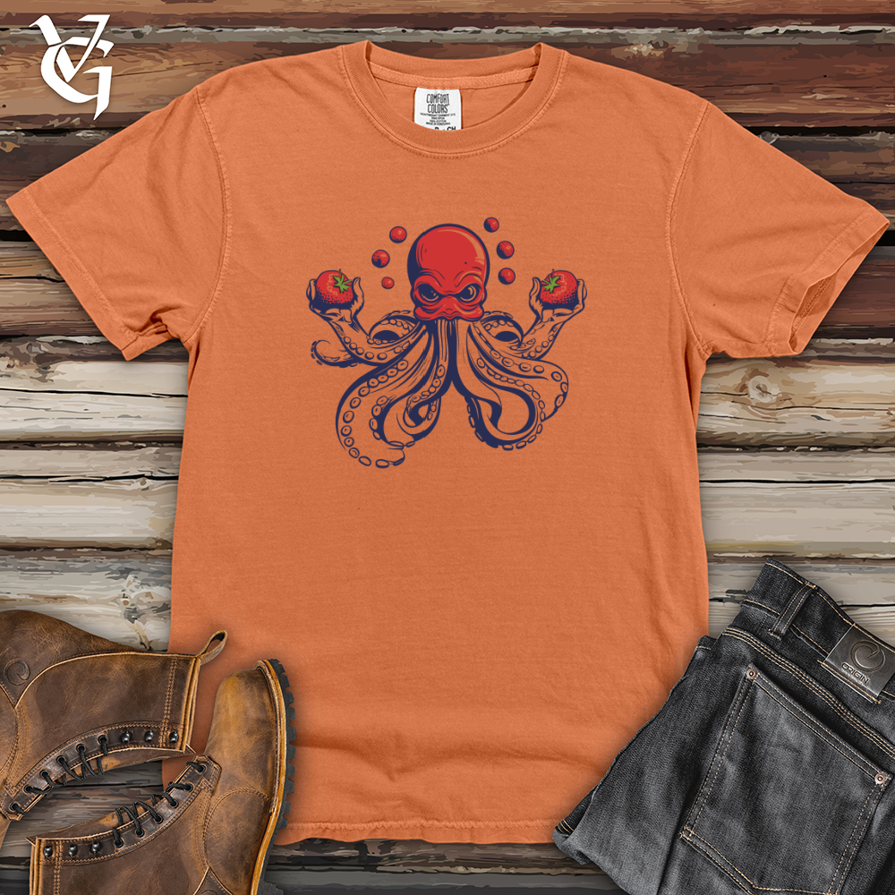Viking Goods Retro Fruit Juggling Octopus Heavy Cotton Comfort Colors Tee Burnt Orange / L