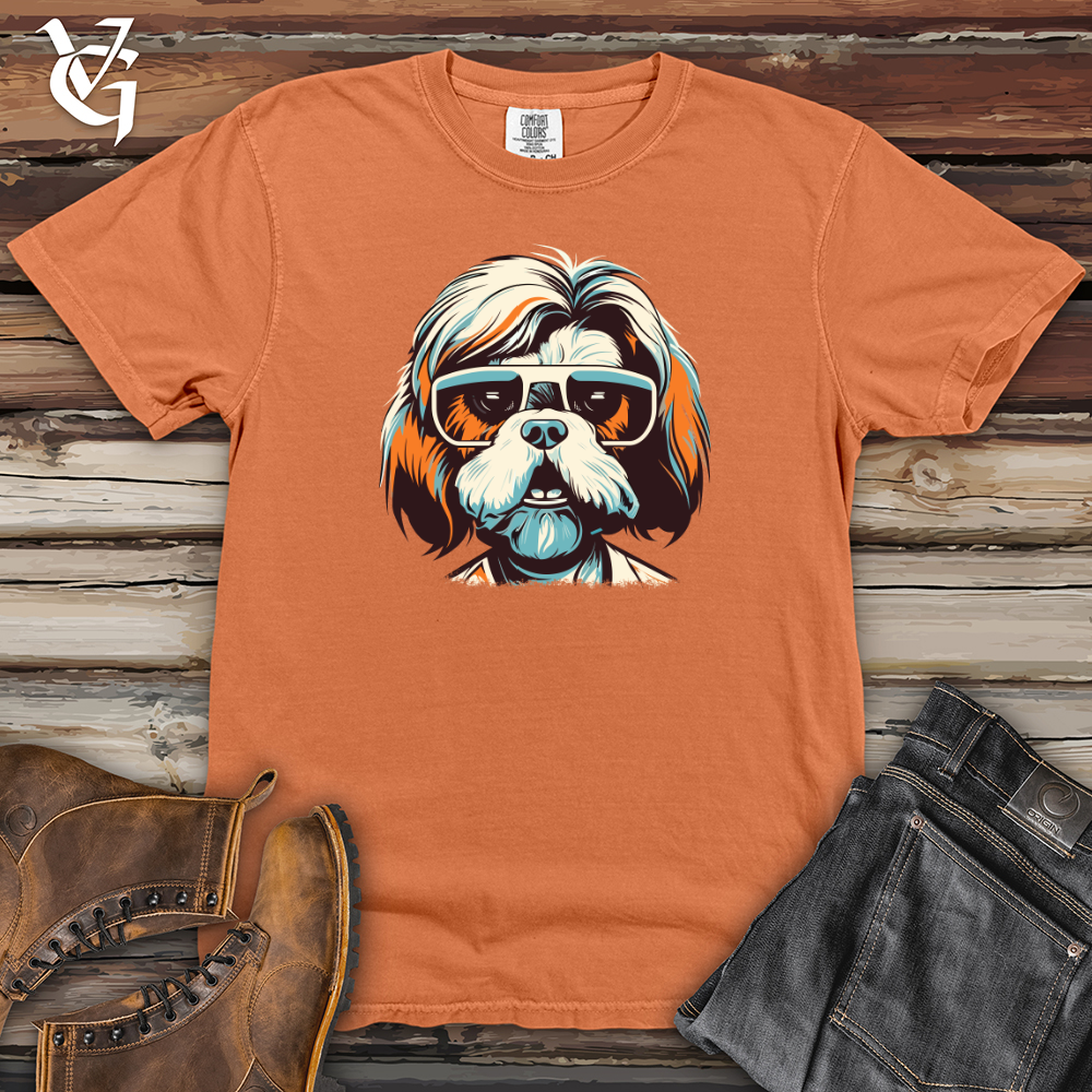 Viking Goods Shih Tzu Stylish Spectacles Heavy Cotton Comfort Colors Tee Burnt Orange / L