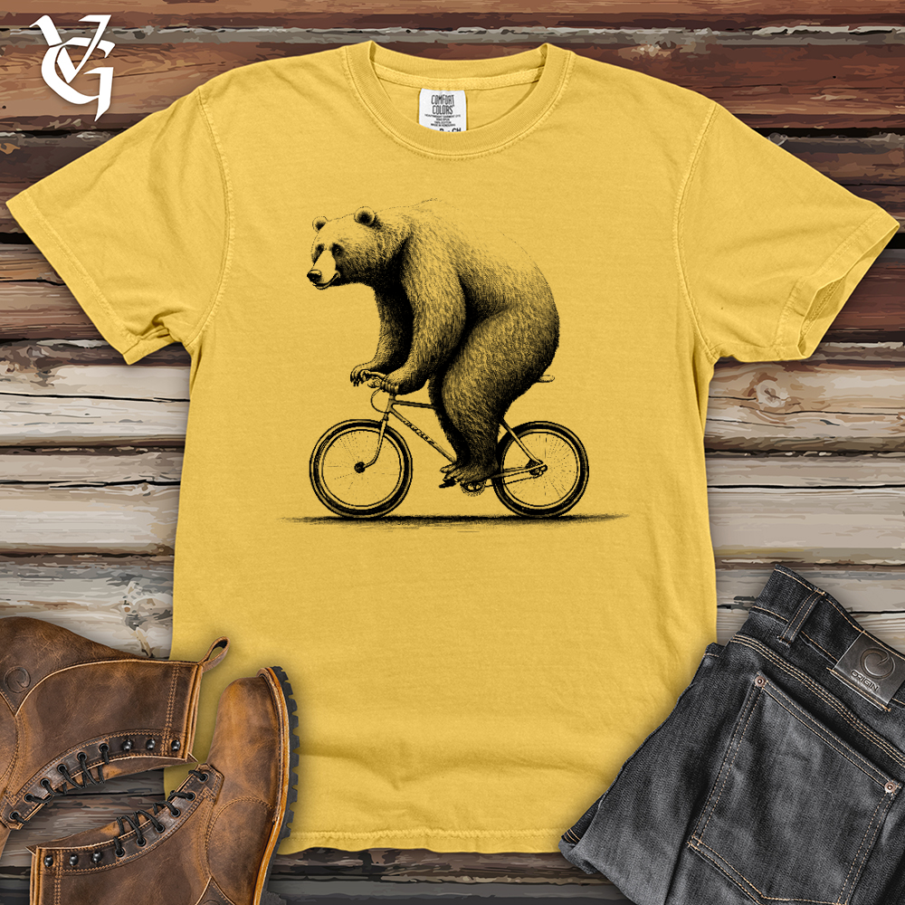 Viking Goods Bear Riding Bike Heavy Cotton Comfort Colors Tee Butter / L