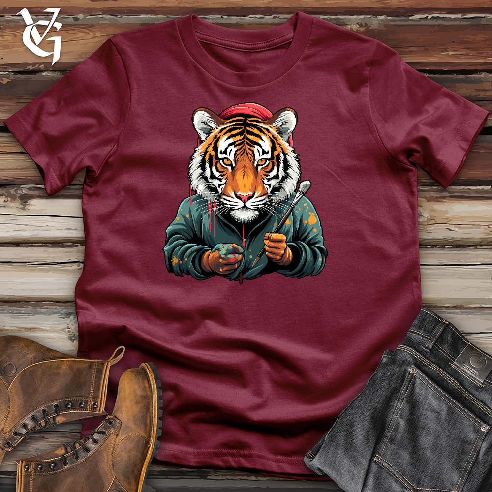 Viking Goods A Tiger With Painting Brush Cotton Tee Cardinal / L