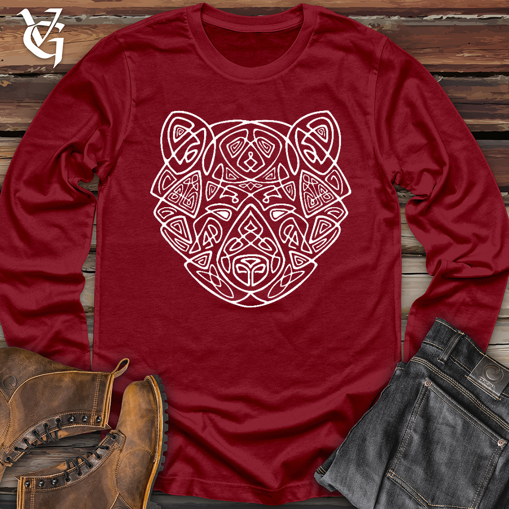 Viking Goods Bear Head Celtic Style Long Sleeve Cardinal / L
