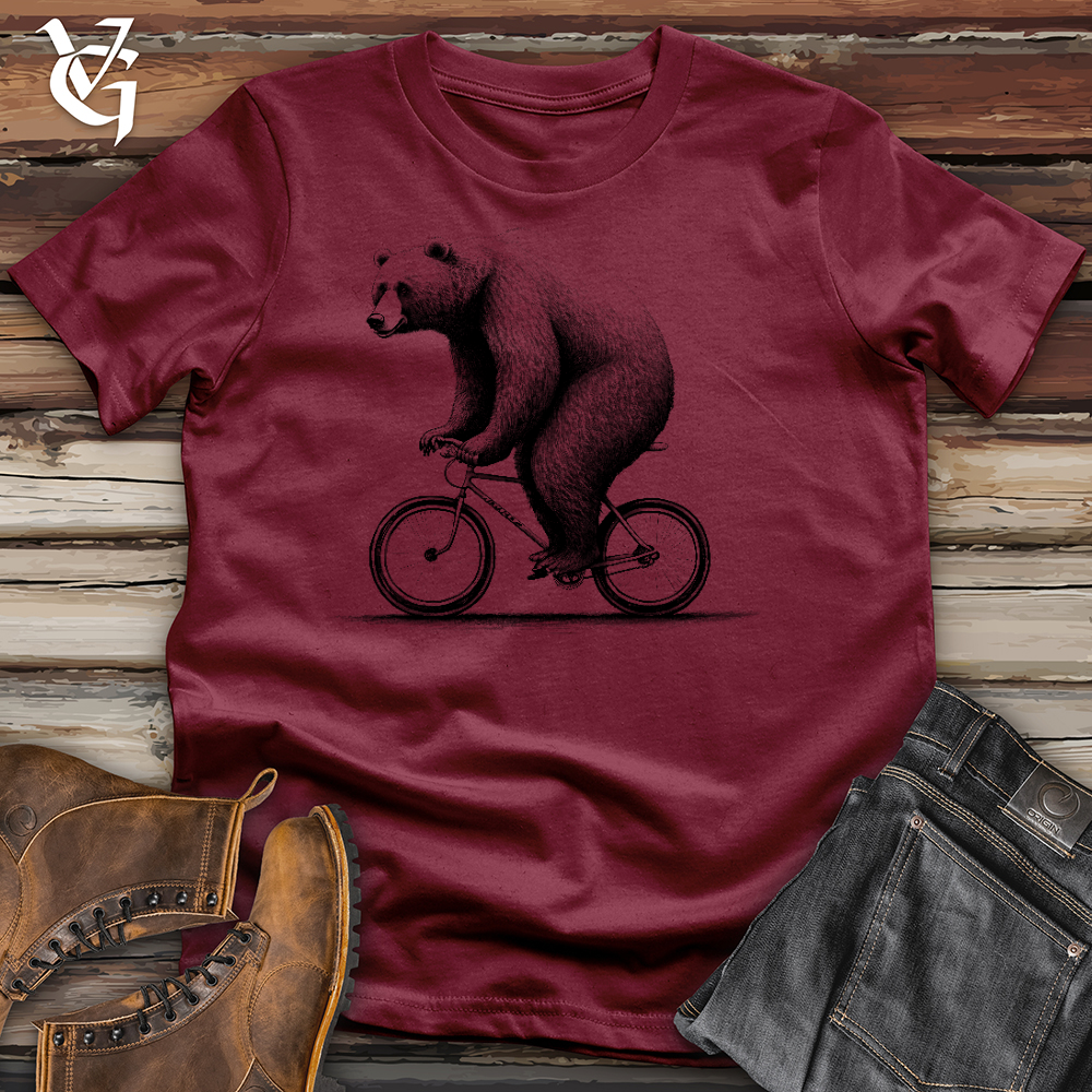 Viking Goods Bear Riding Bike Cotton Tee Cardinal / L