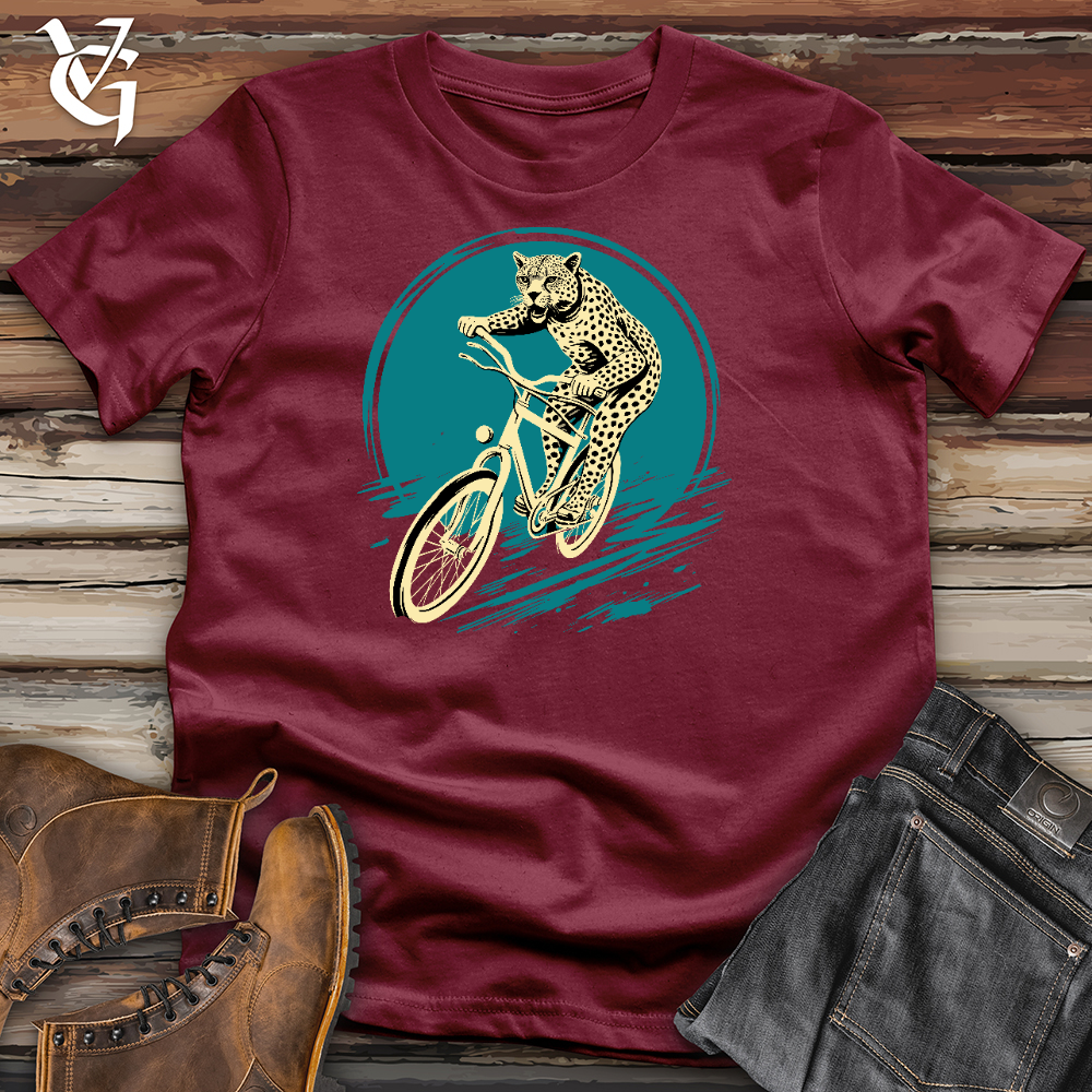 Viking Goods Cheetah Riding On A Bike Cotton Tee Cardinal / L
