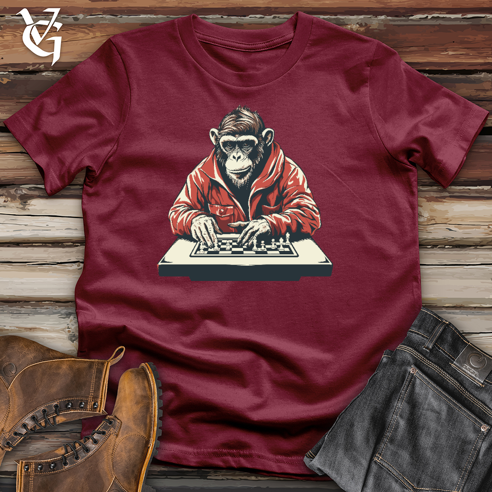Viking Goods Chimp Playing Chess Cotton Tee Cardinal / L
