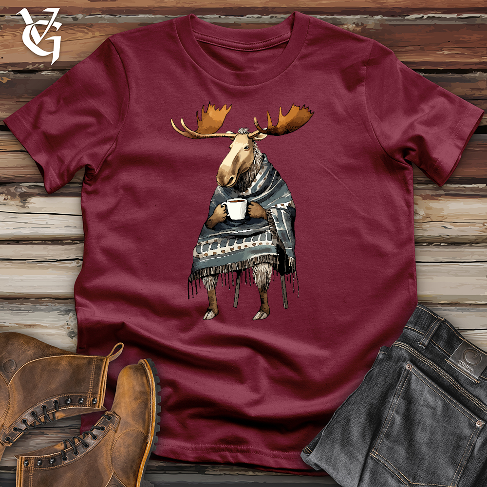 Viking Goods Coffee Drinking Moose Cotton Tee Cardinal / L