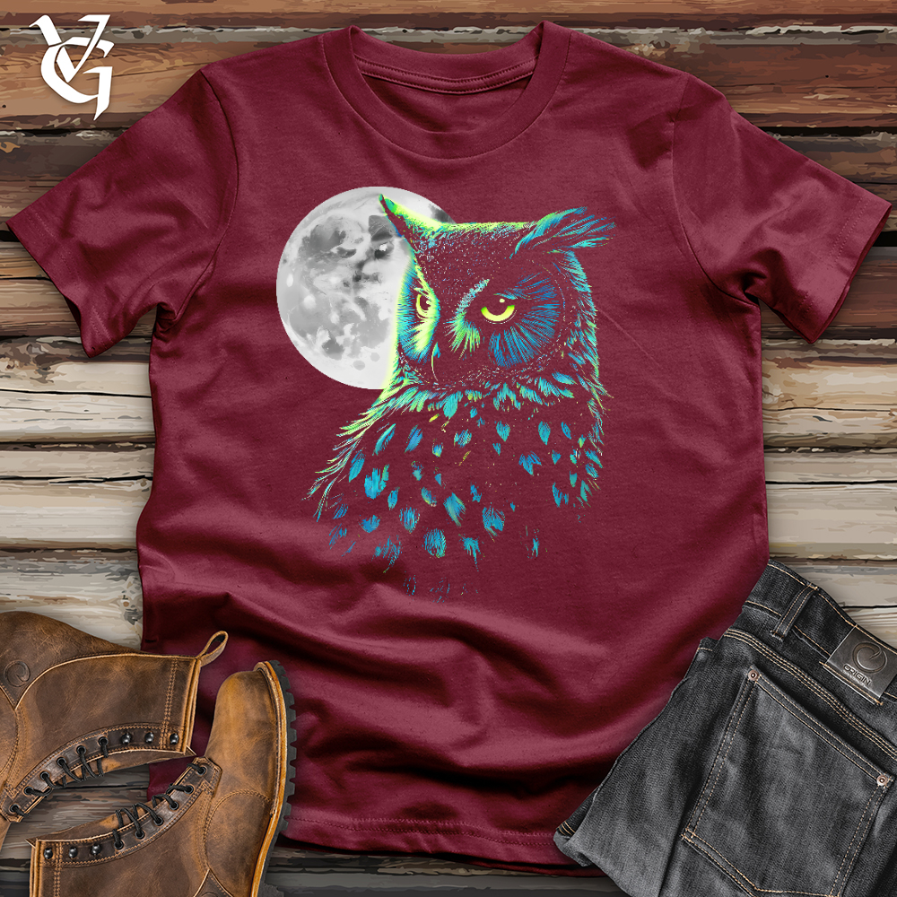 Viking Goods Cosmic Moon Owl Cotton Tee Cardinal / L