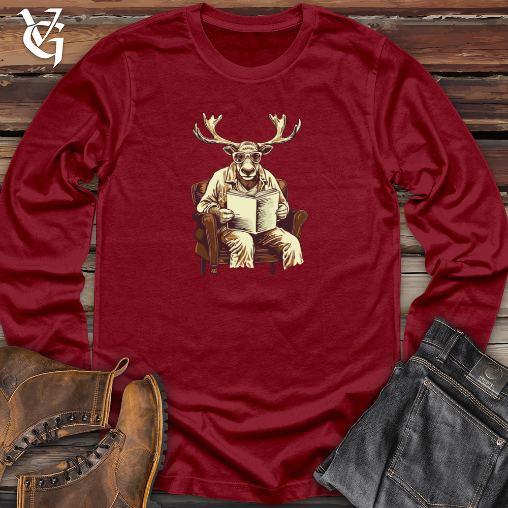 Viking Goods Cozy Moose Reader Long Sleeve Cardinal / L