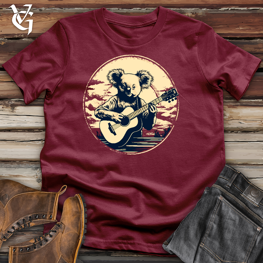 Viking Goods Cute Raccoon Playing Guitar Cotton Tee Cardinal / L