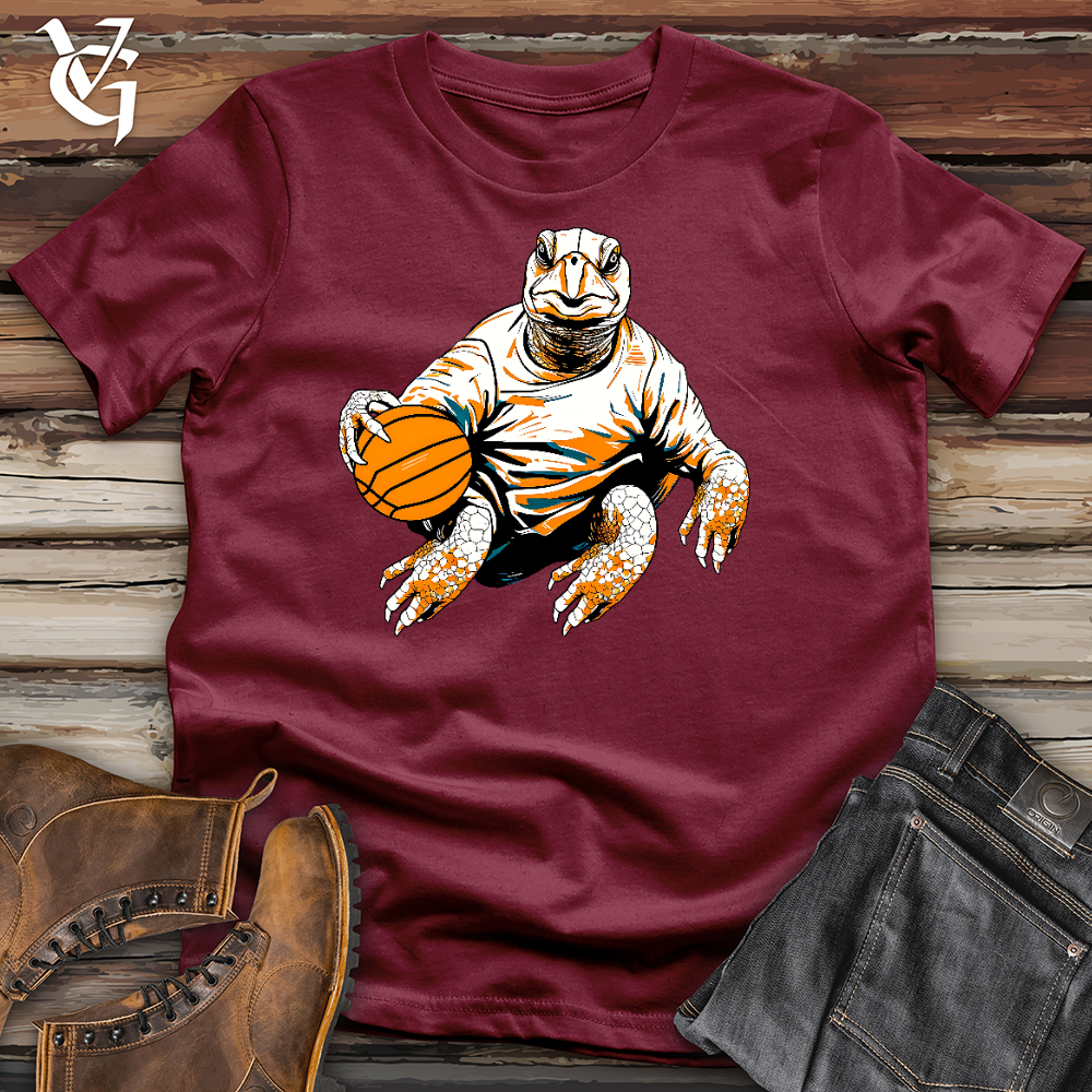 Viking Goods Cute Turtle Holding a Basketball Cotton Tee Cardinal / L