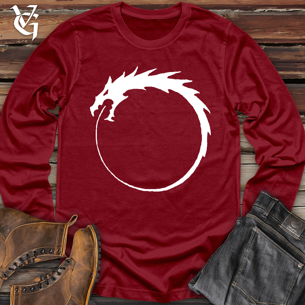 Viking Goods Dragon Circle White Long Sleeve Cardinal / L