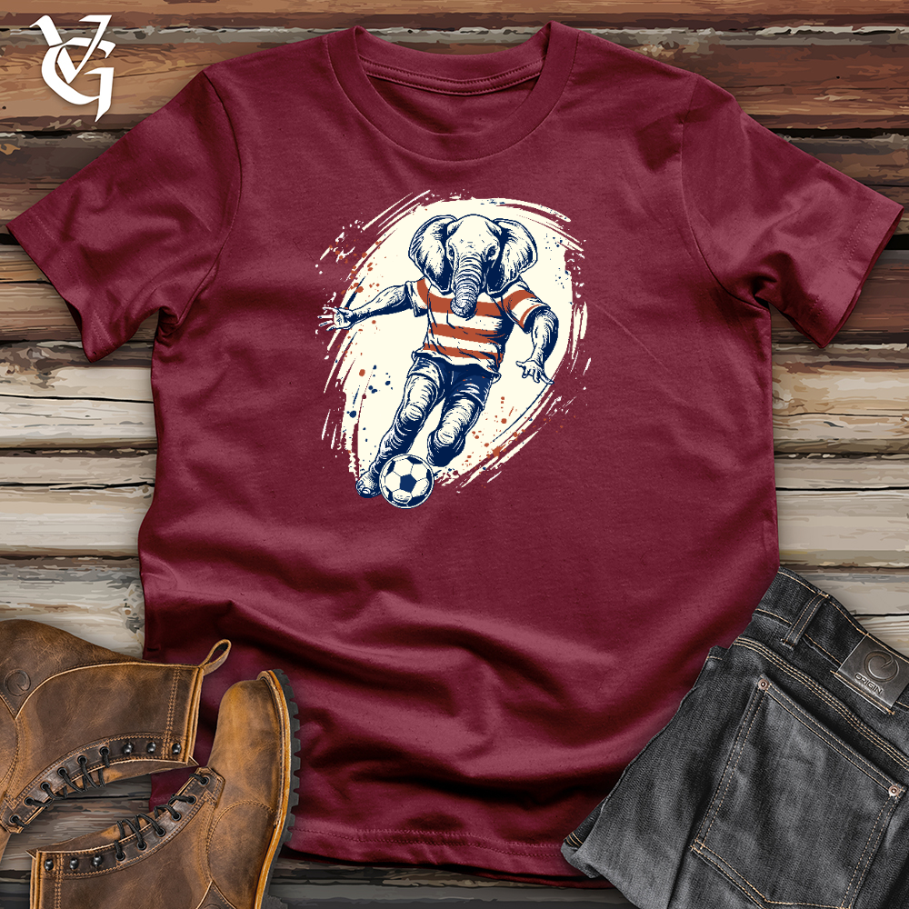 Viking Goods Elephant Playing Football Cotton Tee Cardinal / L