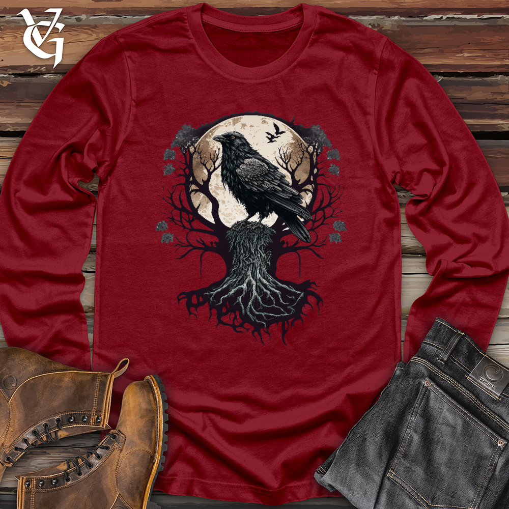 Viking Goods Full Moon Raven Long Sleeve Cardinal / L