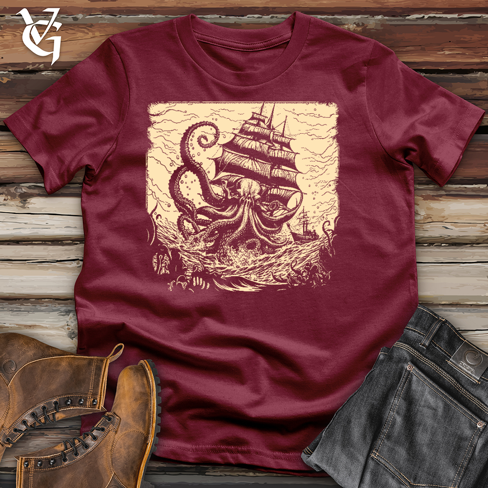 Viking Goods Kraken At Sea Cotton Tee Cardinal / L