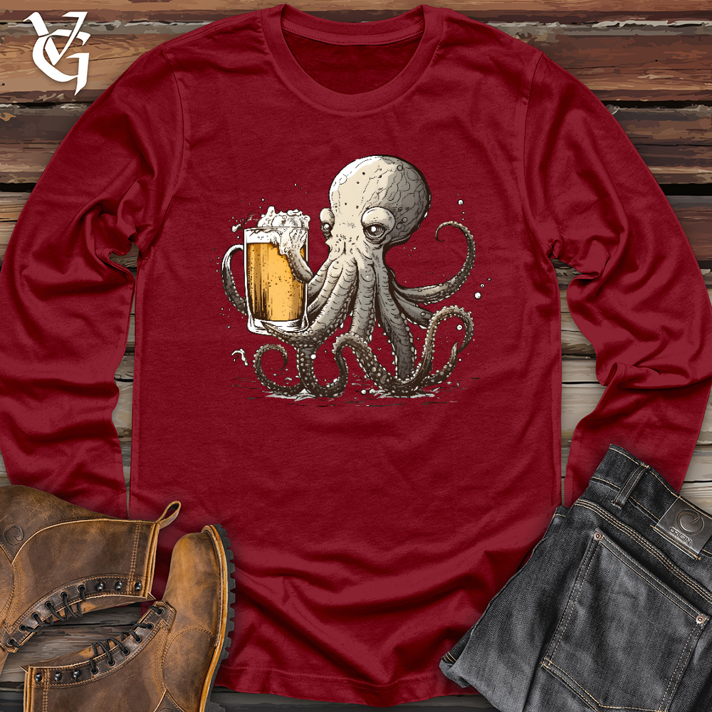Viking Goods Octopus Happy Hour Long Sleeve Cardinal / L