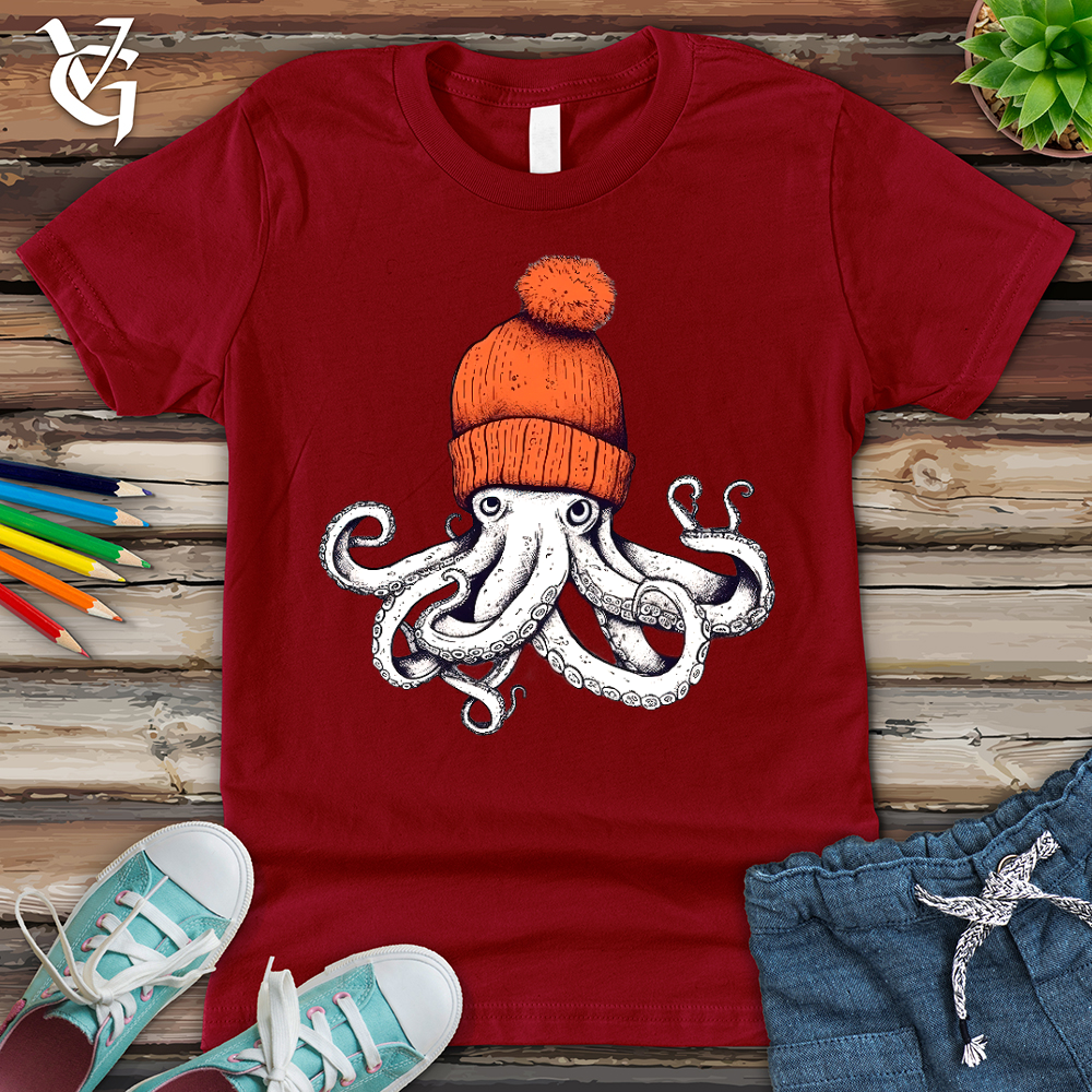 Viking Goods Octopus Orange Beanie Youth Tee Cardinal / L