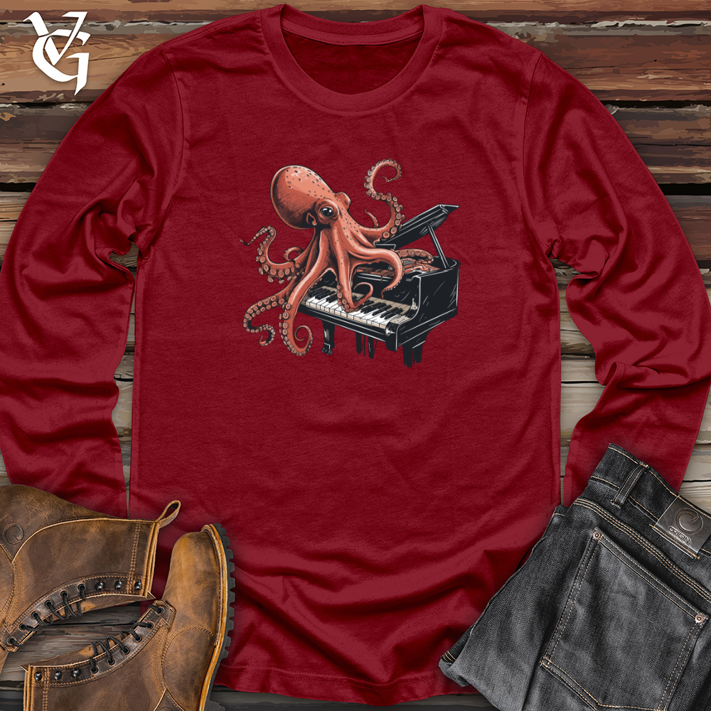 Viking Goods Octopus Piano Melody Long Sleeve Cardinal / L