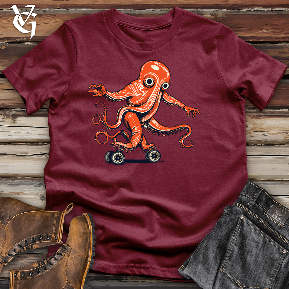 Viking Goods Octopus Riding On Roller Skate Cotton Tee Cardinal / L