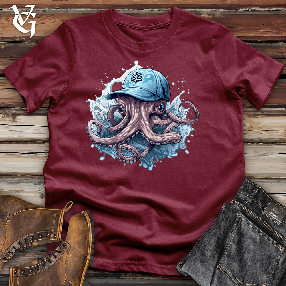 Viking Goods Octopus Wearing a Baseball Cap Cotton Tee Cardinal / L