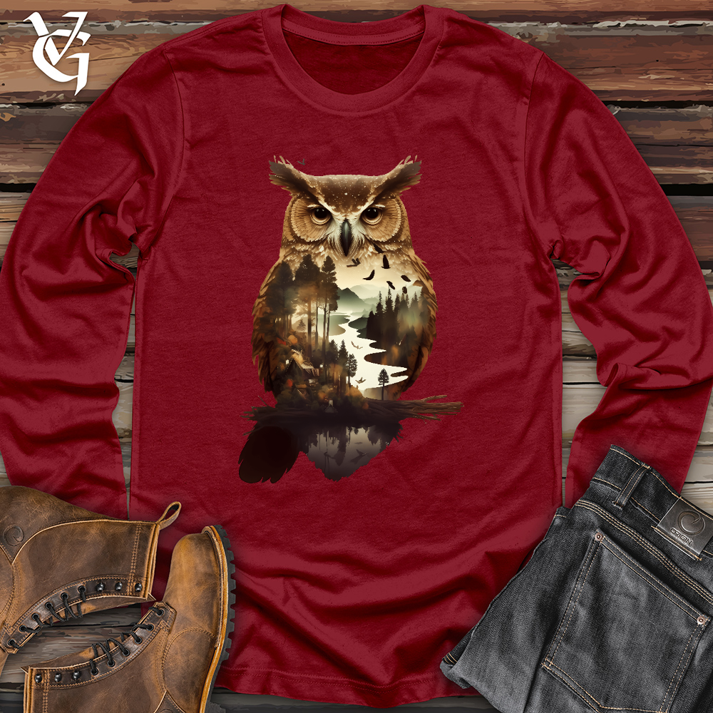 Viking Goods Owl of the River Long Sleeve Cardinal / L